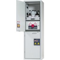 asecos® Säuren- u. Chemikalienschrank CLASSIC, HxBxT 1.965 x 597 x 603 mm, 3x Tablarauszug mit PP-Wanne, 1x Einbaufach mit PE-Wanne, lichtgrau von asecos®