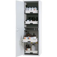 asecos® Säuren- u. Chemikalienschrank CLASSIC, HxBxT 1.965 x 597 x 603 mm, 4x Tablarauszug mit PP-Wanne, lichtgrau von asecos®