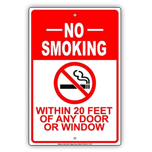 Warnschild "No Smoking Within 20 Feet of Building Door or Window Entrance Vaping Business Notice Warning Church School Sign Business Sign Aluminum Metal Tin Sign 20.3 cmx30.5 cm Warnschild "No Smoking Within 20 Feet of Building Door or Window Entrance Vaping Business Notice Warning Church School Sign Business Sign Aluminum Metal Tin Sign 20.3 cmx30.5 cm von asfqweff