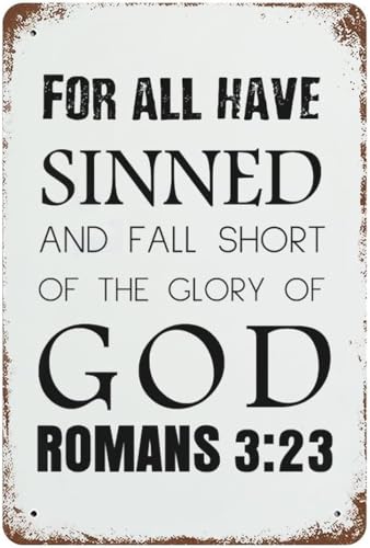 Vintage Metallschild "For All Have Sinned And Fall Short Of The Glory Of God" Wanddekoration, lustiges Metallschild aus Metall, Retro-Wanddekoration, Vintage-Wanddekoration, Blechschild, von ashrjehe