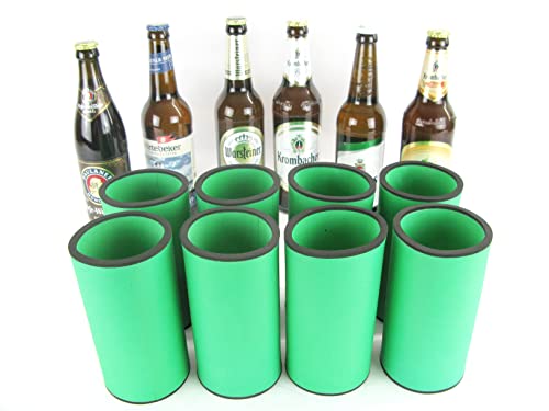 (8 grüne Flaschenkühler 0,5L) - 8 hochwertige Qualitätskühler aus 5-6 mm dickem Neopren für 0.5L Flaschen in den Farben Schwarz Gelb Grün Blau Rot und Orange von asiahouse24