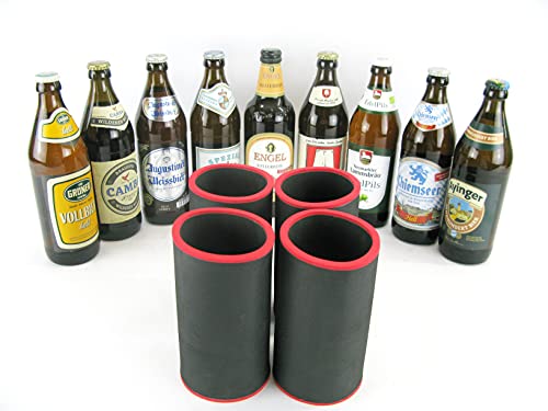 4 hochwertige Qualitätskühler aus 5-6 mm dickem Neopren für 0.5L Flaschen in den Farben Schwarz Gelb Grün Blau Rot und Orange (4 bayrische Flaschenkühler) von asiahouse24