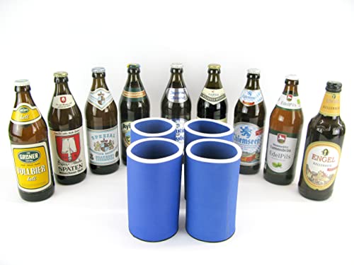 4er Set Bayrische Biere blau - Getränkekühler - Bierkühler - Flaschenkühler für alle genormten 0,5L Bierflaschen für beste Kühlung - Qualitätskühler Modell 2024 (4er Set Bayrische Biere blau) von asiahouse24