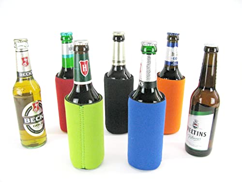 4x Bierkühler für 0,33L Flaschen im bunten Mix. Getränkekühler- Flaschenkühler für alle genormten Bierflaschen aus 5mm dicken Neopren für beste Kühlung - Qualitätskühler (0,33L, bunter Mix, 4) von asiahouse24