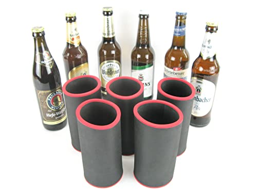 5 hochwertige Qualitätskühler aus 5-6 mm dickem Neopren für 0.5L Flaschen in den Farben Schwarz Gelb Grün Blau Rot und Orange (5 schwarze Flaschenkühler) von asiahouse24