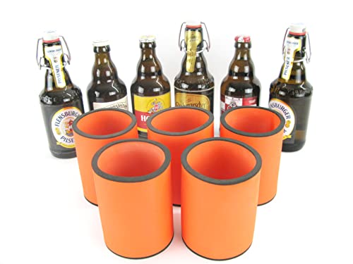 5x Orange Getränkekühler - Flaschenkühler für kurze, dicke 0,33L Bierflaschen - Flaschenkühler für alle genormten 0,33l und 0,5L Bierflaschen (5er Set 0,33L Flaschenkühler Orange, 0,33L Kurze Flasche) von asiahouse24