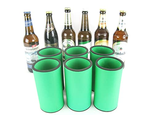 6 hochwertige Qualitätskühler aus 5-6 mm dickem Neopren für 0.5L Flaschen in den Farben Schwarz Gelb Grün Blau Rot und Orange (6 grüne Flaschenkühler) von asiahouse24