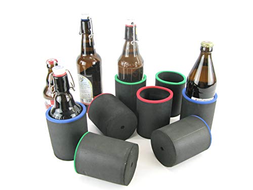 8X Schwarze Getränkekühler - Bierkühler - Flaschenkühler für Kurze, Dicke 0,33L Bierflaschen (Stubbys) - Qualitätskühler Modell 2023 (8er Set 0,33L Flaschenkühler Schwarz, 0,33L Kurze Flasche Stubby) von asiahouse24