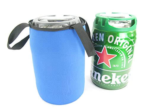 Bierfasskühler 5L aus 5-6mm dickem bestem Neopren mit Tragegriff und Reißverschluß (Blau) von asiahouse24