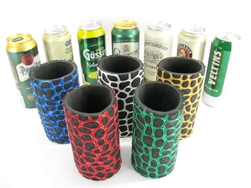 Erstklassige Qualitätskühler für 0,5L Bierdosen oder Bierflaschen im bunten Mix aus 5 Neoprenkühlern. Echtes Neopren mit 5-6mm Stärke. (Dosenkühler Noppen) von asiahouse24