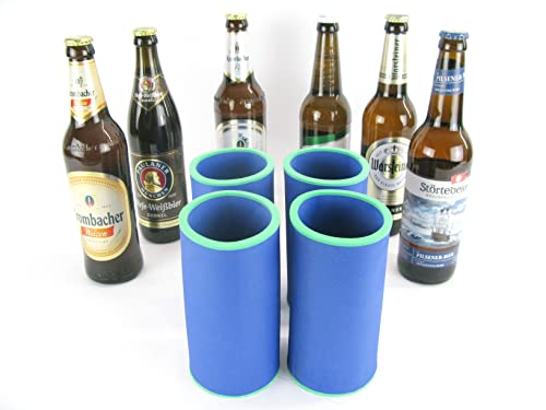 asiahouse24 4er Set 0,5L Blaue Getränkekühler - Bierkühler - Flaschenkühler für alle genormten 0,5L Bierflaschen - Qualitätskühler Modell 2023 (4er Set 0,5L Flaschenkühler Blau, 0,5L Flasche) von asiahouse24