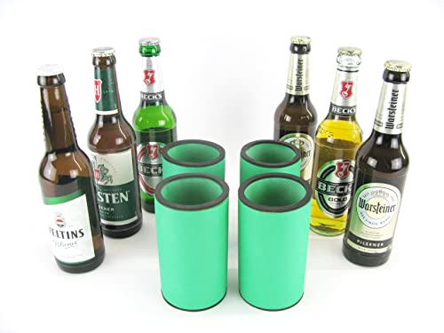 asiahouse24 4X Grüne Getränkekühler - Bierkühler - Flaschenkühler für Langen 0,33L Bierflaschen aus bestem 5-6mm dicken Neopren für Beste Kühlung - Qualitätskühler Modell 2023 von asiahouse24
