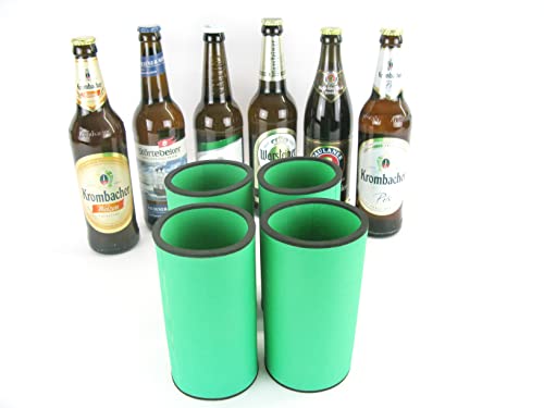 asiahouse24 4er Set grün Getränkekühler 0,5l Flasche - Bierkühler - Neoprenkühler - passgenau ~Flaschenkühler~ für alle genormten 0,5l Bierflaschen aus hochwertigen 5-6mm starken Neopren von asiahouse24