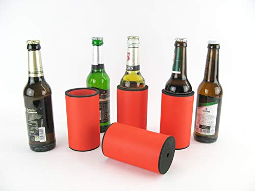 asiahouse24 4er Set orange Getränkekühler - Bierkühler - Flaschenkühler für Langen 0,33L Bierflaschen aus bestem 5-6mm dicken Neopren für Beste Kühlung - Qualitätskühler Modell 2023 von asiahouse24