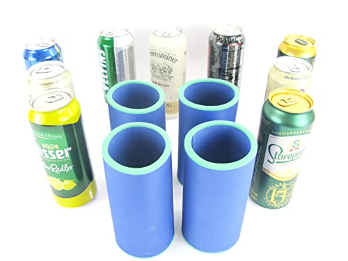 asiahouse24 4er Set Blaue Getränkekühler 0,5l Dose - Bierkühler - Neoprenkühler - passgenau ~Dosenkühler~ für alle genormten 0,5l Bierdosen aus hochwertigen 5-6mm starken Neopren von asiahouse24