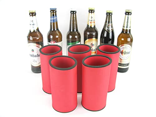 asiahouse24 5er Set rote Getränkekühler 0,5l Flasche - Bierkühler - Neoprenkühler - passgenau ~Flaschenkühler~ für alle genormten 0,5l Bierflaschen aus hochwertigen 5-6mm starken Neopren (5X rot) von asiahouse24