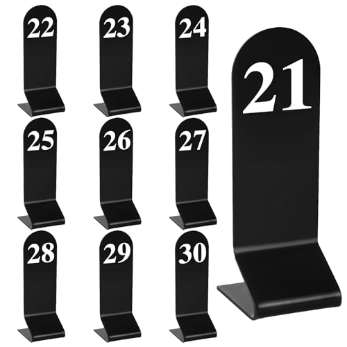 Aspire 10 Stück Tischnummern 21-30, Acryl Tischkarten Tischnummern Halter Zelt Doppelseitige Tischzahlen für Restaurant von aspire