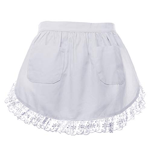 aspire Schürze Damen Vintage Kellnerschürze Weiß Halbschürze für Maid Cosplay von aspire