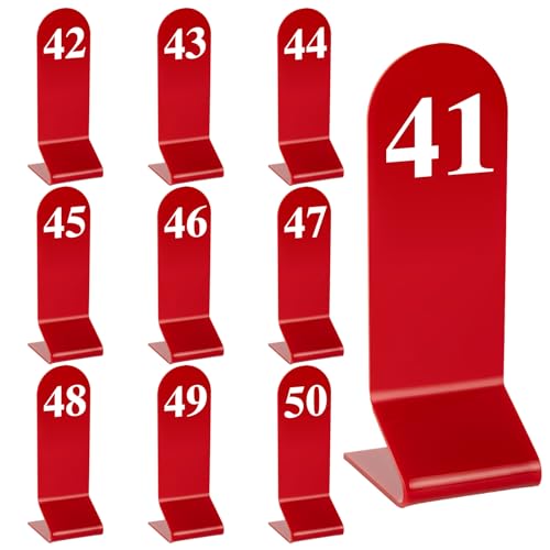 aspire 10 Stück Tischnummern 41-50, Acryl Tischkarten Tischnummern Halter Zelt Doppelseitige Tischzahlen für Restaurant von aspire