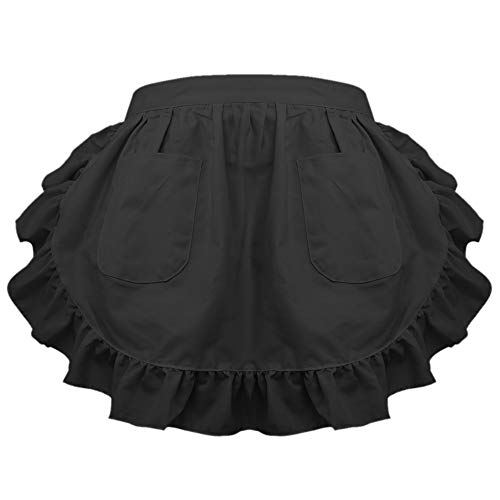 aspire Weiß Halbschürze mit Rüschen Damen Schürze Vintage Kellnerschürze für Maid Cosplay von aspire