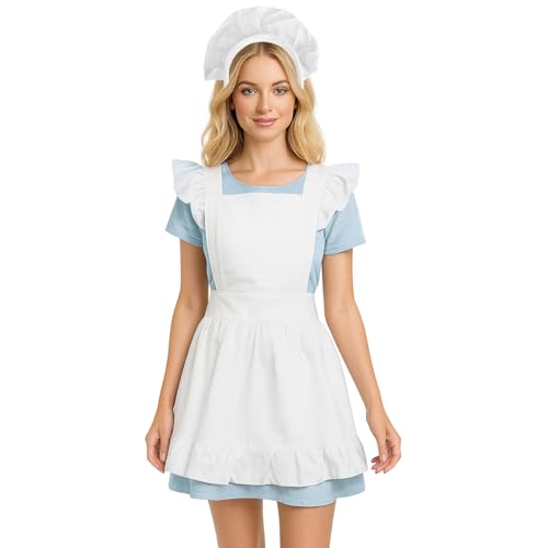 aspire Latzschürze Weiß Rüschen Retro Schürze mit Stirnband Servierschürze Set für Cosplay Party aspire Latzschürze Weiß Rüschen Retro Schürze mit Stirnband Servierschürze Set für Cosplay Party von aspire