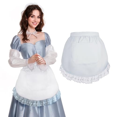 aspire Maid Schürze Weiß Retro Taillenschürze Baumwolle Halbschürze mit Tasche für das Kaffeehaus von aspire