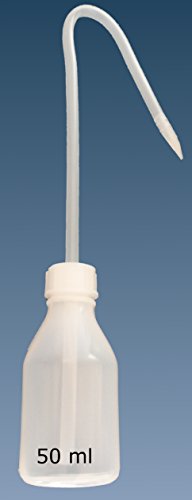 assistent11 Spritzflasche, Enghalsflasche PE rund, 50 ml, Weiß, mit Spritzaufsatz, Verschiebbares Spritzrohr für Restlosentleerung von assistent11