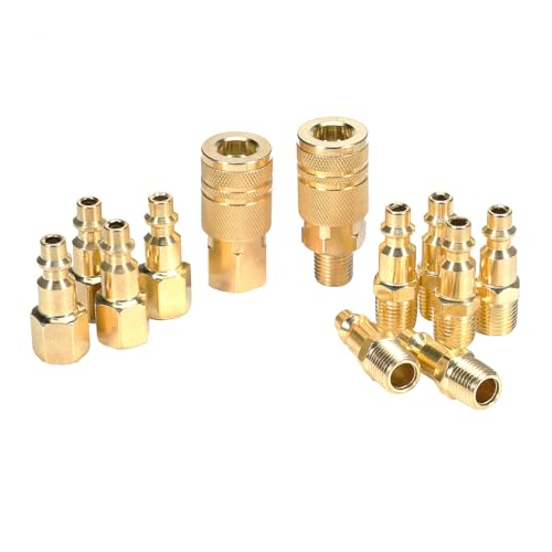 Astarye Druckluft Kupplung 1/4"NPT Kupplungsstecker Luftkupplungsstecker Luftleitung Schlauch Kompressor Fitting Innengewinde & Außengewinde Schnellanschluss Verbindungsstück12 STÜCKE von astarye
