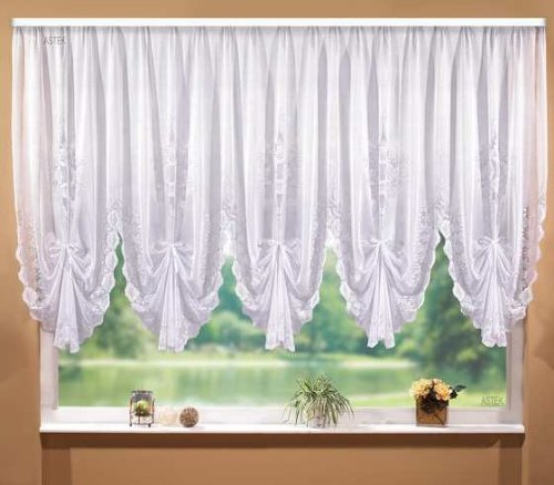 astek Jacquard Bogenstore mit Schleifen Gardine mit Kräuselband weiß, Größe:240 x 600 cm astek Jacquard Bogenstore mit Schleifen Gardine mit Kräuselband weiß, Größe:240 x 600 cm von astek