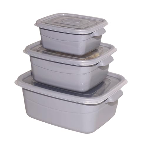astor24 3er Set Mikrowellen Geschirr - Töpfe Set 2L, 1L, 0,5L - Vorrats Dose Aufbewahrung zum erhitzen, einfrieren mit Deckel und Belüftung BPA frei - Mikrowellenfeste Frischhaltedose von astor24