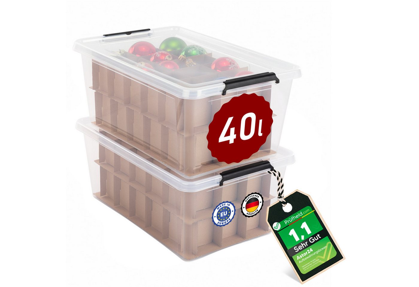 astor24 Aufbewahrungsbox 2er Aufbewahrungsbox Weihnachten Christmasbox Christbaumschmuck Weihna (Weihnachtsbox, 2 St., Lagerbox), Regalbox Kiste von astor24