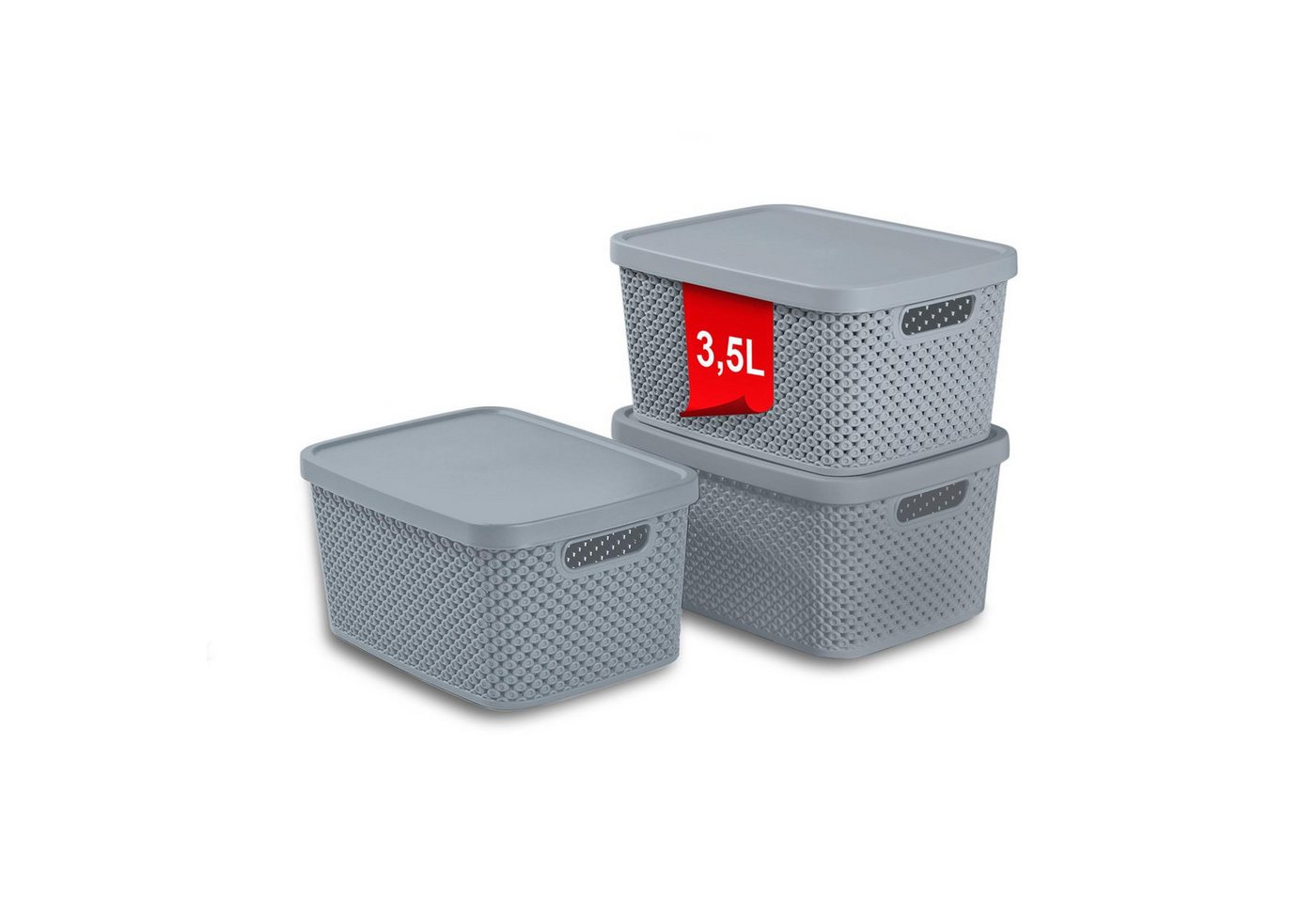 astor24 Aufbewahrungsbox 3er Set Aufbewahrungskorb mit Deckel Box Kiste Regalkorb Organizer (3er Set), erhältlich in 4 Größen und 3 Farben von astor24