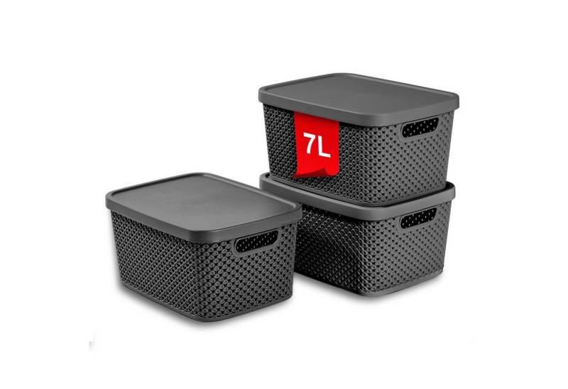 astor24 Aufbewahrungsbox 3er Set Aufbewahrungskorb mit Deckel Box Kiste Regalkorb Organizer (3er Set), erhältlich in 4 Größen und verschiedenen Farben von astor24