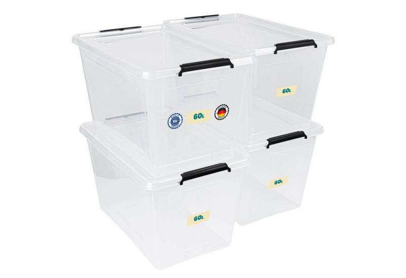 astor24 Aufbewahrungsbox Aufbewahrungsbox mit Deckel 4er Set Kunststoffbox Stapelbox Lagerbox (Spielzeugbox, 3 St), Regalbox Kiste von astor24