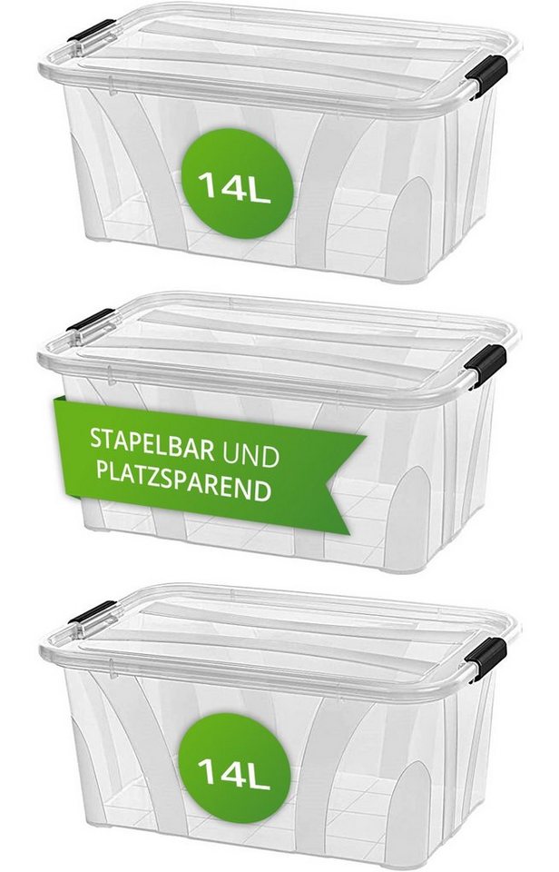 astor24 Aufbewahrungsbox Aufbewahrungsbox mit Deckel Kunststoffboxen Box Kisten Stapelboxen (Spielzeugbox, 3 St), Größe 7 Liter bis 80 Liter Plastikbox Aufbewahrung Regalbox von astor24