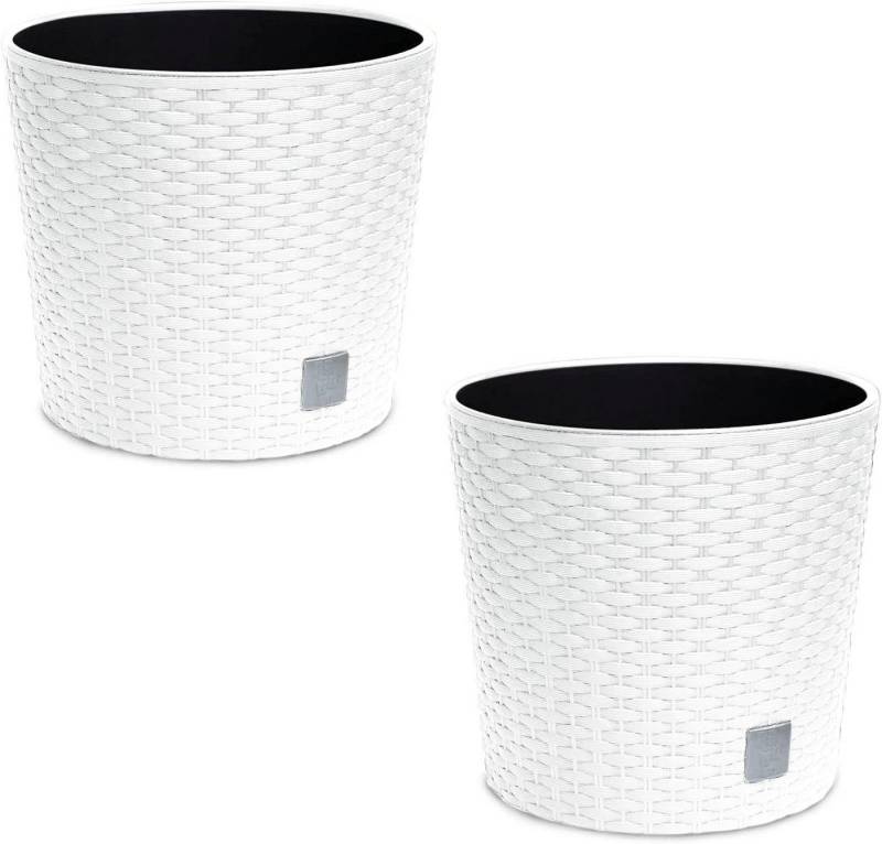 astor24 Blumentopf 2x Blumentopf Rattan Blumenkübel Pflanzentopf (Blumentopf Garten Balkon Blumen Topf Kräutertopf), montiert von Astor24