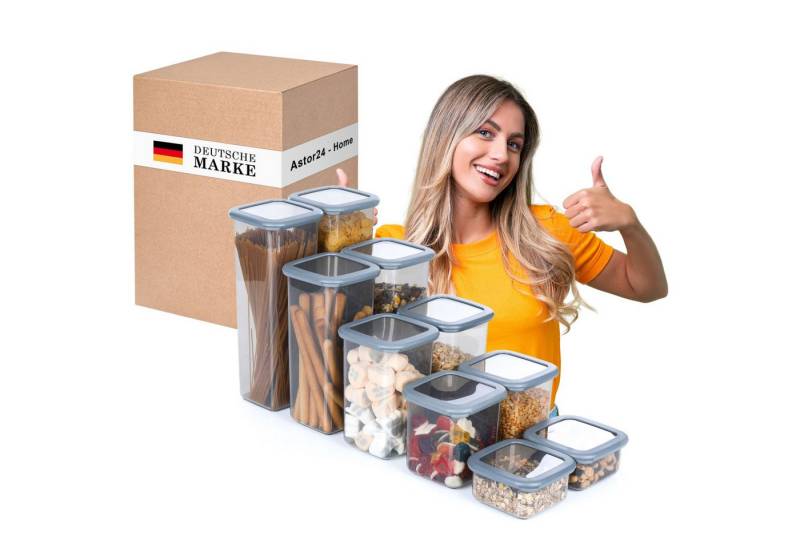 astor24 Frischhaltedose PREMIUM Vorratsdosen Set mit Deckel Frischhaltedosen Aufbewahrungsbox, Kunststoff, (10er Set, 10-tlg), 5 verschiedene Größen - BPA-frei - für alle Lebensmittel von Astor24