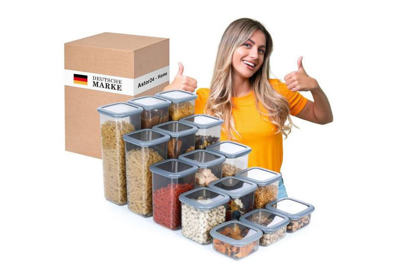 astor24 Frischhaltedose PREMIUM Vorratsdosen Set mit Deckel Frischhaltedosen Aufbewahrungsbox, Kunststoff, (15er Set, 15-tlg), 5 verschiedene Größen - BPA-frei - für alle Lebensmittel von Astor24