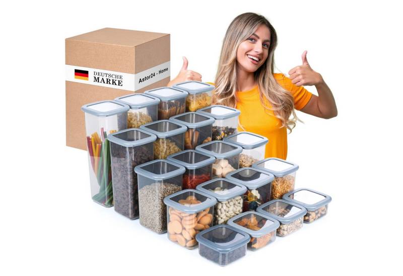 astor24 Frischhaltedose PREMIUM Vorratsdosen Set mit Deckel Frischhaltedosen Aufbewahrungsbox, Kunststoff, (20er Set, 20-tlg), 5 verschiedene Größen - BPA-frei - für alle Lebensmittel von Astor24