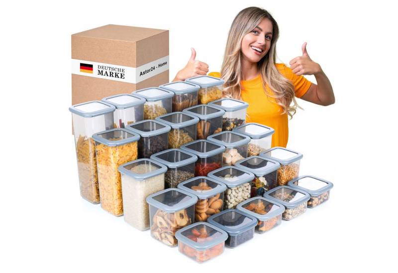 astor24 Frischhaltedose PREMIUM Vorratsdosen Set mit Deckel Frischhaltedosen Aufbewahrungsbox, Kunststoff, (25er Set, 25-tlg), 5 verschiedene Größen - BPA-frei - für alle Lebensmittel von Astor24
