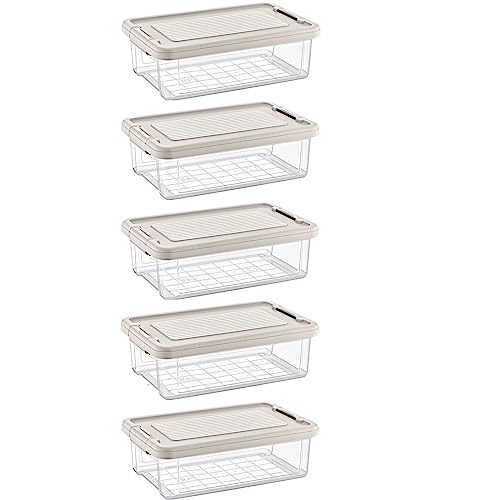 astor24 PREMIUM Aufbewahrungsboxen mit Deckel - lebensmittelecht - sicherer Verschlussclip - transparent - Robuste Qualität - XXL Set für Büro, Kinderzimmer, Küche & Werkstatt (5er Set 6 Liter) von astor24