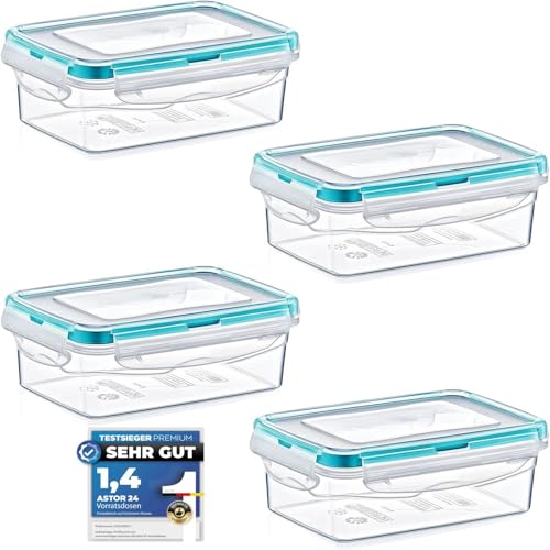 astor24 Premium Frischhaltedosen - Mealprep - 4x 400ml - 100% luftdicht und auslaufsicher -40 bis +100 Grad - Aufbewahrungsbox - Vorratsdosen - Spülmaschinen- Gefrierschrank geeignet - BPA frei von astor24
