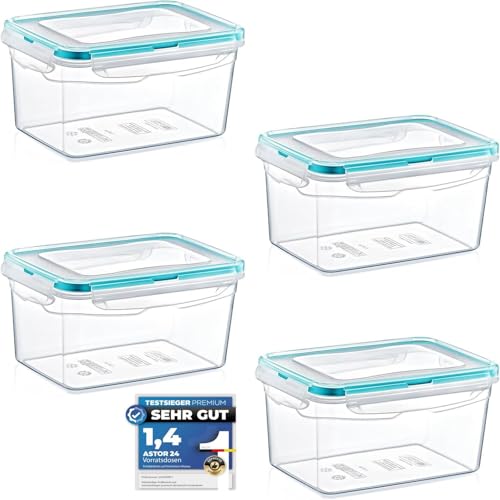 astor24 Premium Frischhaltedosen - Mealprep - 4x 1300ml - 100% luftdicht und auslaufsicher -40 bis +100 Grad - Aufbewahrungsbox - Vorratsdosen - Spülmaschinen- Gefrierschrank geeignet - BPA frei von astor24