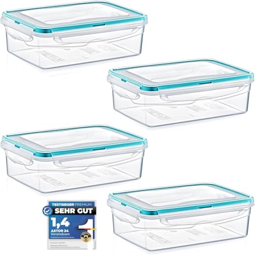 astor24 Premium Frischhaltedosen - Mealprep - 4x 1400ml - 100% luftdicht und auslaufsicher -40 bis +100 Grad - Aufbewahrungsbox - Vorratsdosen - Spülmaschinen- Gefrierschrank geeignet - BPA frei von astor24