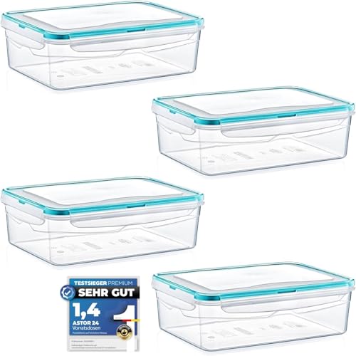 astor24 Premium Frischhaltedosen - Mealprep - 4x 2600ml - 100% luftdicht und auslaufsicher -40 bis +100 Grad - Aufbewahrungsbox - Vorratsdosen - Spülmaschinen- Gefrierschrank geeignet - BPA frei von astor24