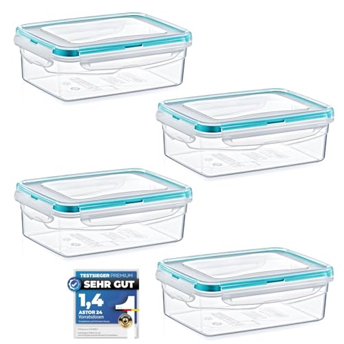 astor24 Premium Frischhaltedosen - Mealprep - 4x 800ml - 100% luftdicht und auslaufsicher -40 bis +100 Grad - Aufbewahrungsbox - Vorratsdosen - Spülmaschinen- Gefrierschrank geeignet - BPA frei von astor24