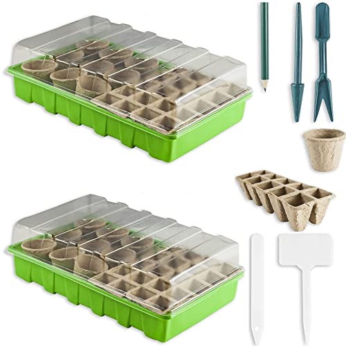 astor24 XXL Premium Set 134 TLG Zimmer-Gewächshaus mit 20 Pflanzenschildern - 20 Pflanzenmarker - 2 x Treibhaus 36 x 22cm Pflanzentöpfe mit viel Zubehör und 120 Anzucht Töpfe von astor24