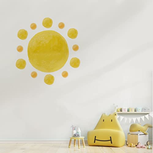 astrkiz Halbsonne Wandaufkleber Selbstklebend, Boho-Stil-Sonnen Wandsticker, transparentes PVC Wandtattoo für Kinder Mädchen Junge, wasserdichte Wanddeko Kinderzimmer, Babyzimmer, Sonne mit Punkten von astrkiz