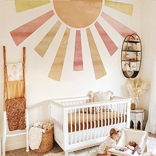 astrkiz selbstklebend Wandaufkleber für Kinder Mädchen, Boho-Stil-Wandsticker Stoff-Effekt-Wandtattoo im Kinderzimmer Babyzimmer Spielzimmer, wasserdicht reißfest Fabric-Wandbild,Boho Hablsonne XL von astrkiz