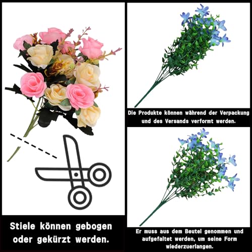 astylishome Fake Blumen Künstliche Blume Einzigen Stiel Lebensechte Gefälschte Rose für Hochzeit Blumenstrauß Blumenarrangements Home Party Centerpiece Dekoration Pink 1203 von astylishome